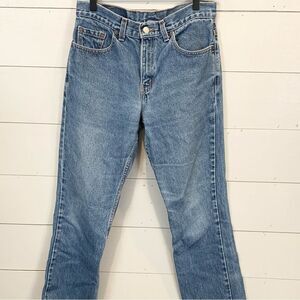 Vintage Levis 505 cut off raw hem straight leg denim jeans size 9 jr